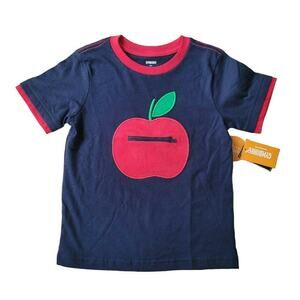 Gymboree Peek-A-Boo Zipper Embroidered Apple Tee